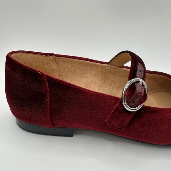 Naturalizer Kelly Velvet Mary Jane Flats in Cabernet Sauvignon - Picture 9 of 13